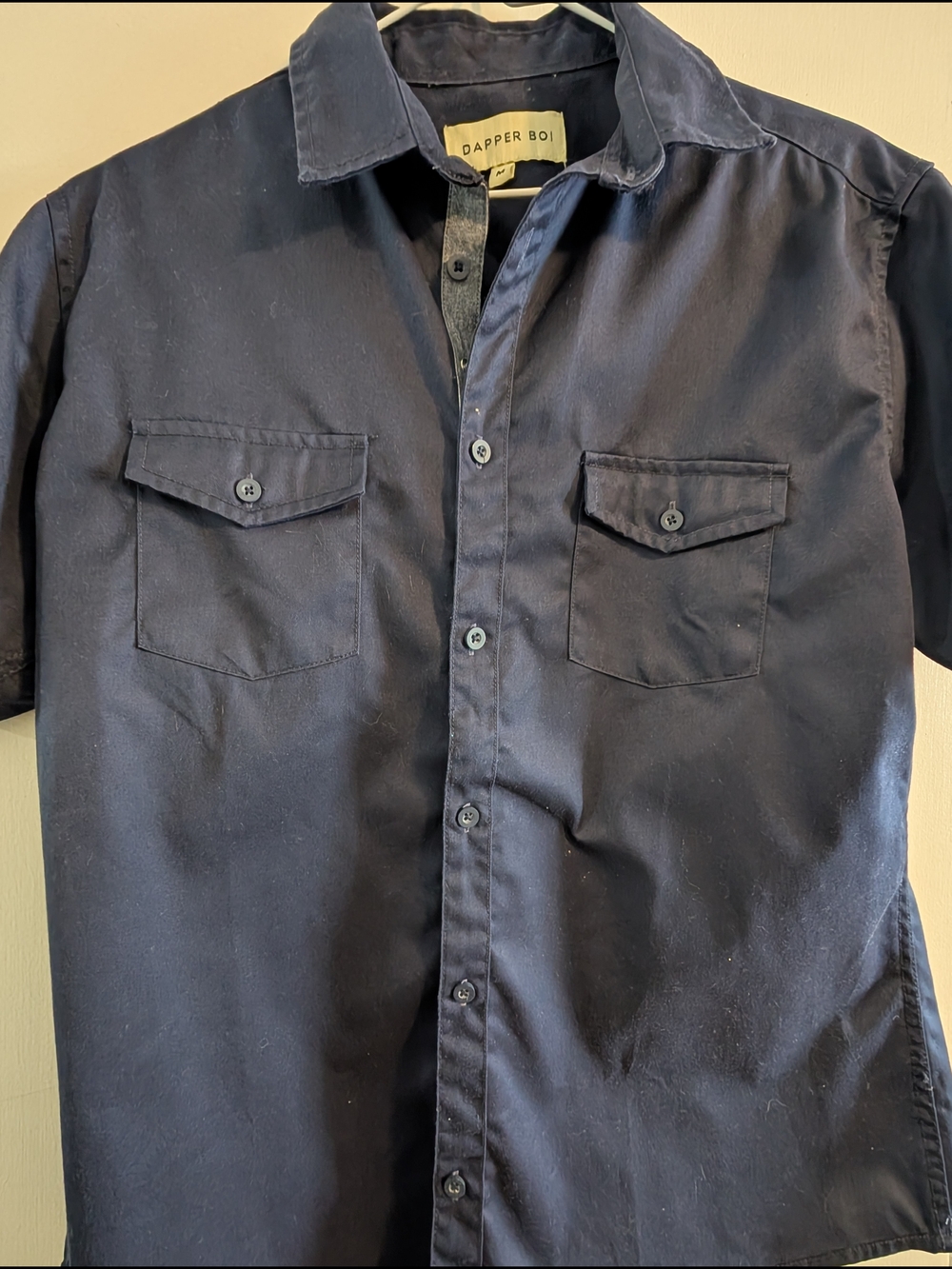 Dapper Boi Navy Collared Button Shirt Medium